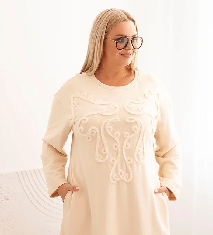 pol pl sukienka damska plus size z haftem bawelniana bezowa 34399 1 pol pl sukienka damska plus size z haftem bawelniana bezowa 34399 1